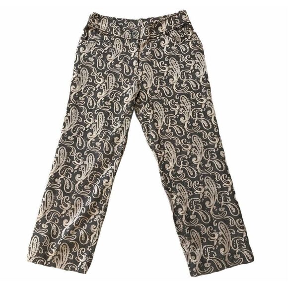 Ladies Size 6 Paisley Pants Trouser Metallic Gold - Picture 1 of 3